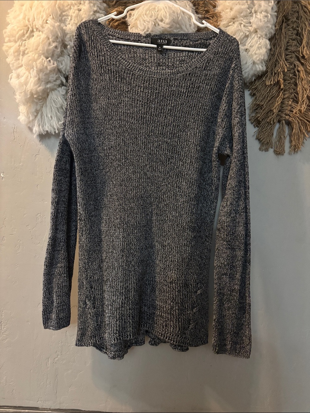 a.n.a Heather Gray Slim Knit Crewneck Sweater
